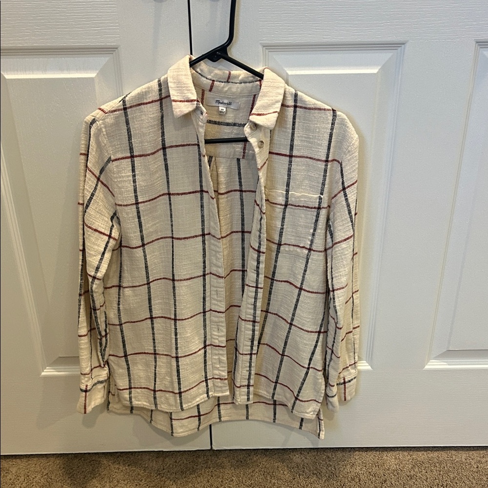 Madewell Cream Plaid Shirt size XS